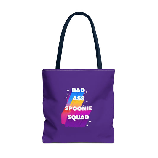 Autoimmune Disease Awareness Tote Bag - "Bad Ass Spoonie Squad" (Purple)