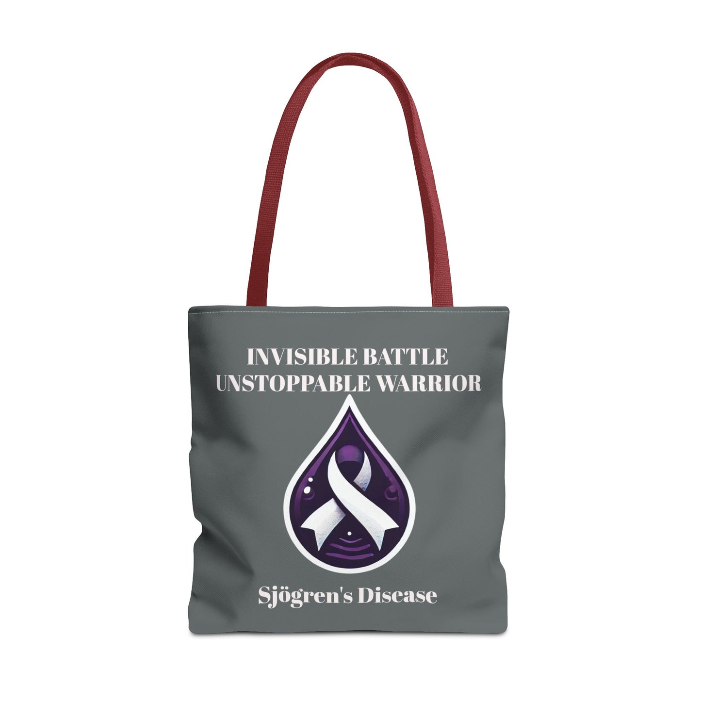 Invisible Battle Unstoppable Warrior Tote Bag - Sjögren's Disease Awareness (Dark Gray)