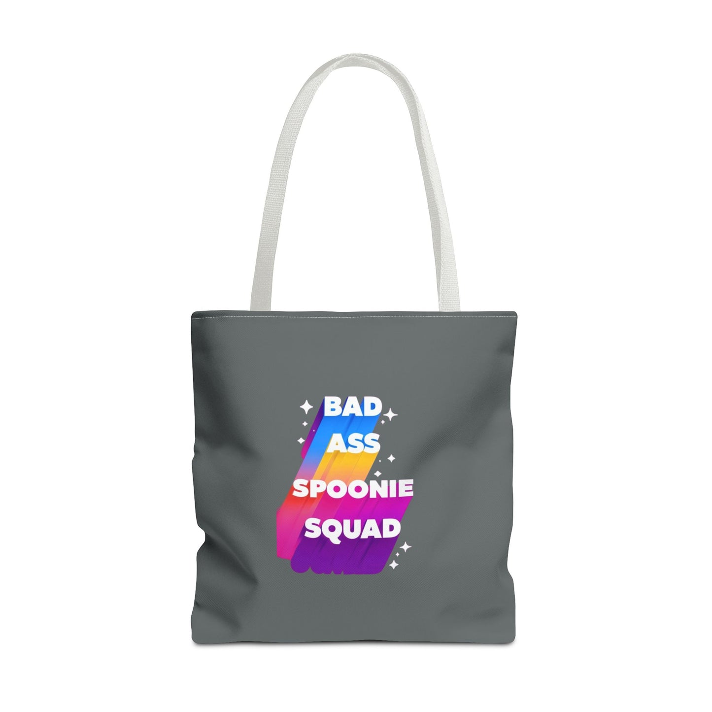 Autoimmune Disease Awareness Tote Bag - "Bad Ass Spoonie Squad" (Dark Grey)