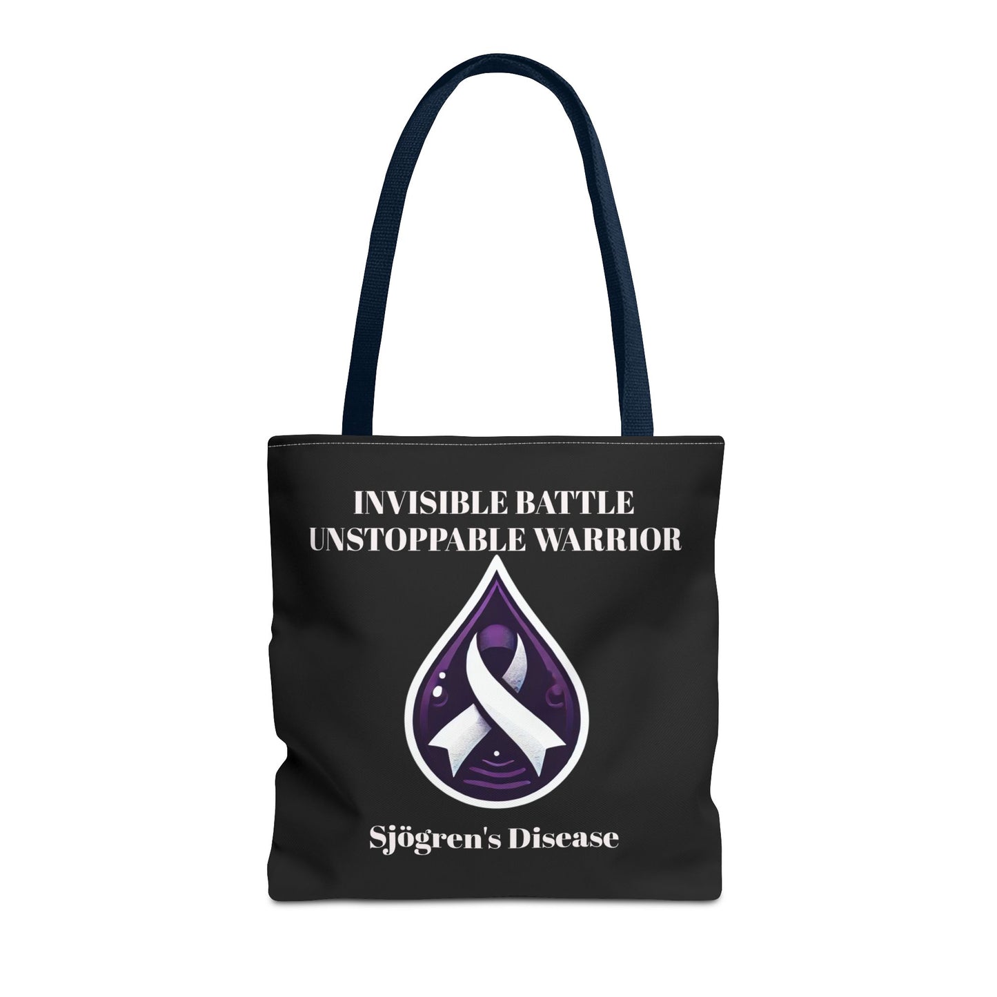 Invisible Battle Unstoppable Warrior Tote Bag - Sjögren's Disease Awareness (Black)