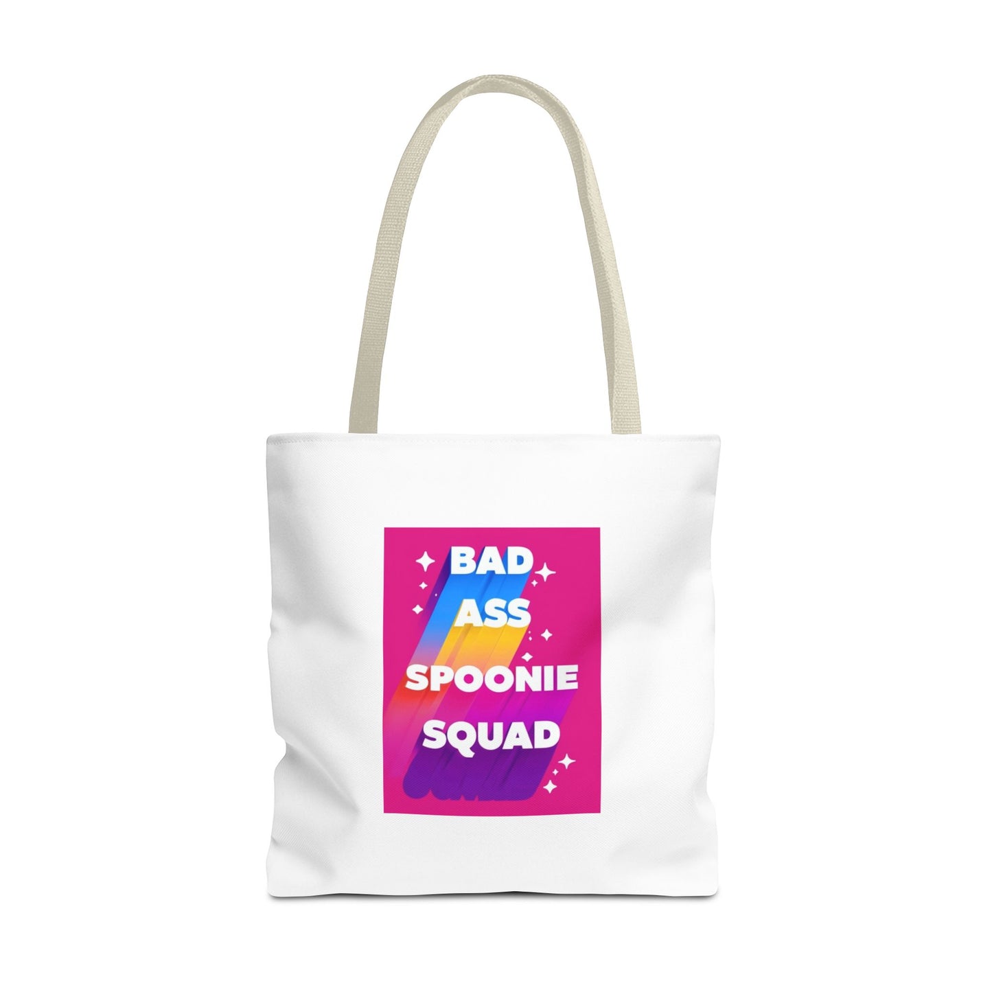 Autoimmune Disease Awareness Tote Bag - "Bad Ass Spoonie Squad" (White)
