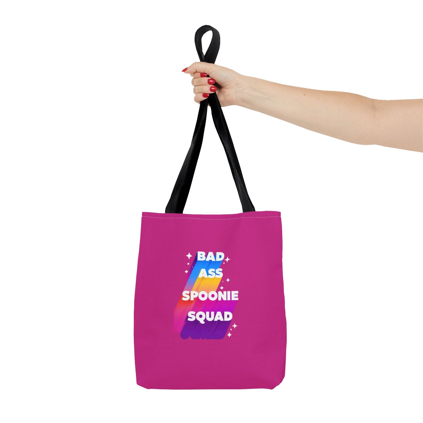 Autoimmune Disease Awareness Tote Bag - "Big Ass Spoonie Squad" (Pink)