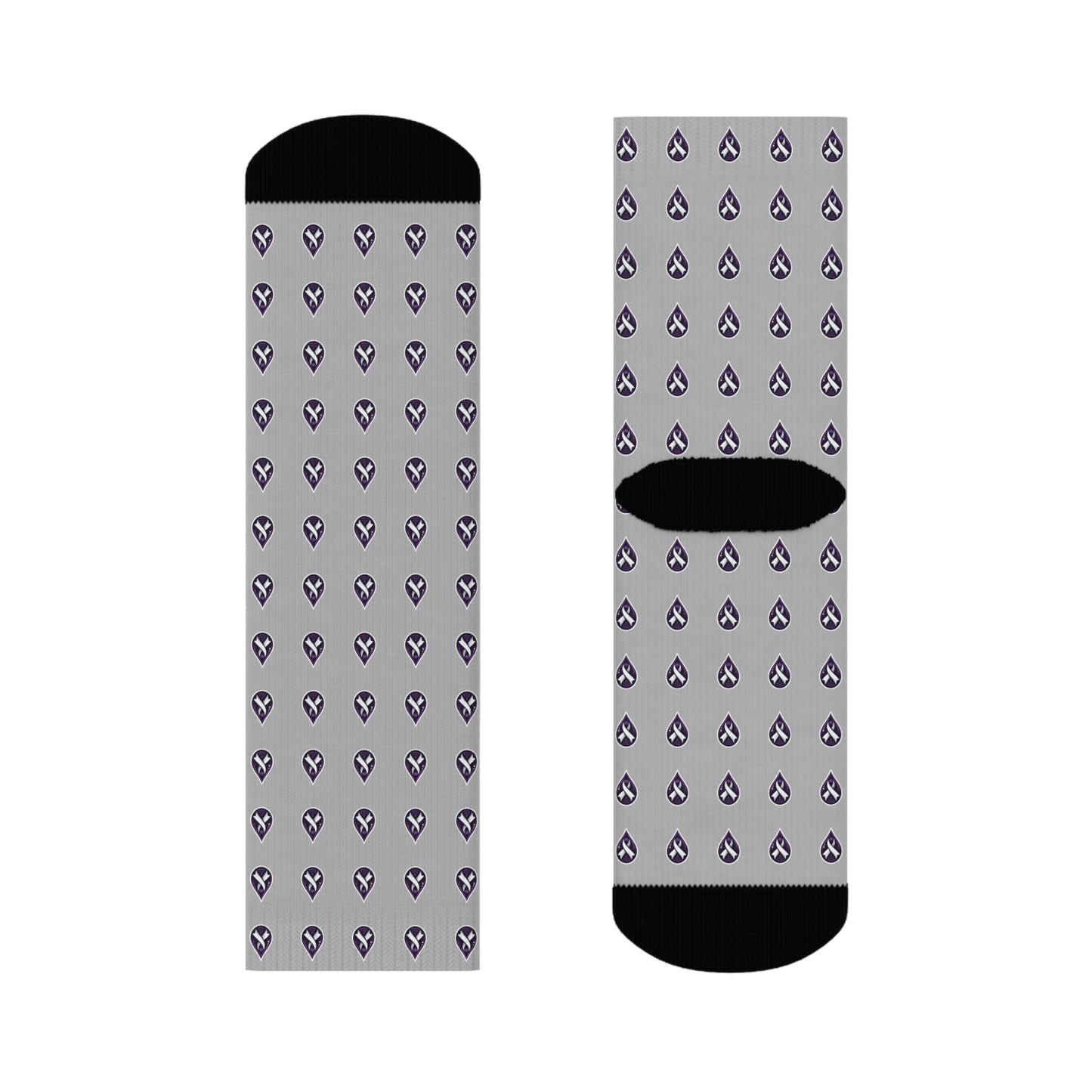 Sjögren's Disease Teardrop Pattern Crew Socks (Light Gray)