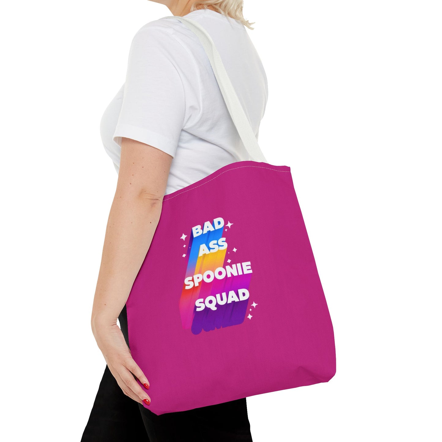 Autoimmune Disease Awareness Tote Bag - "Big Ass Spoonie Squad" (Pink)