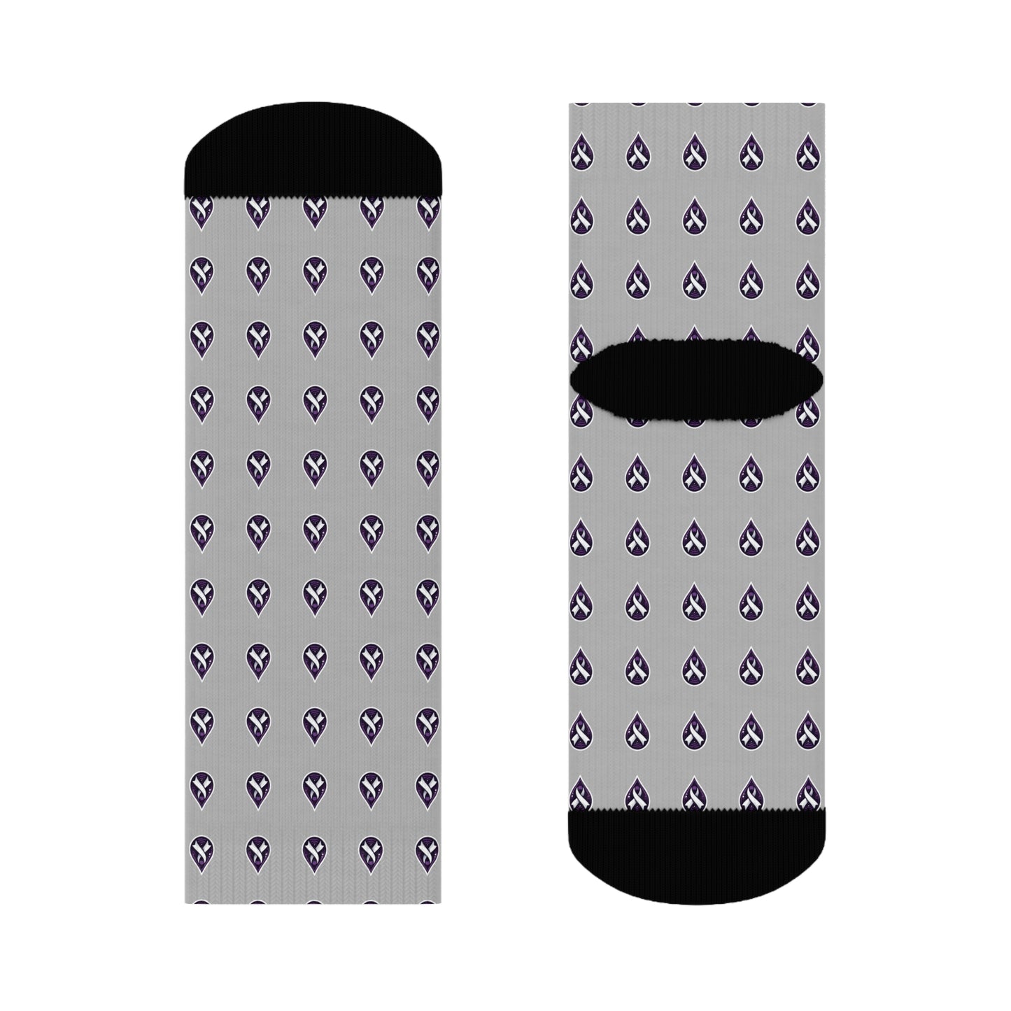 Sjögren's Disease Teardrop Pattern Crew Socks (Light Gray)