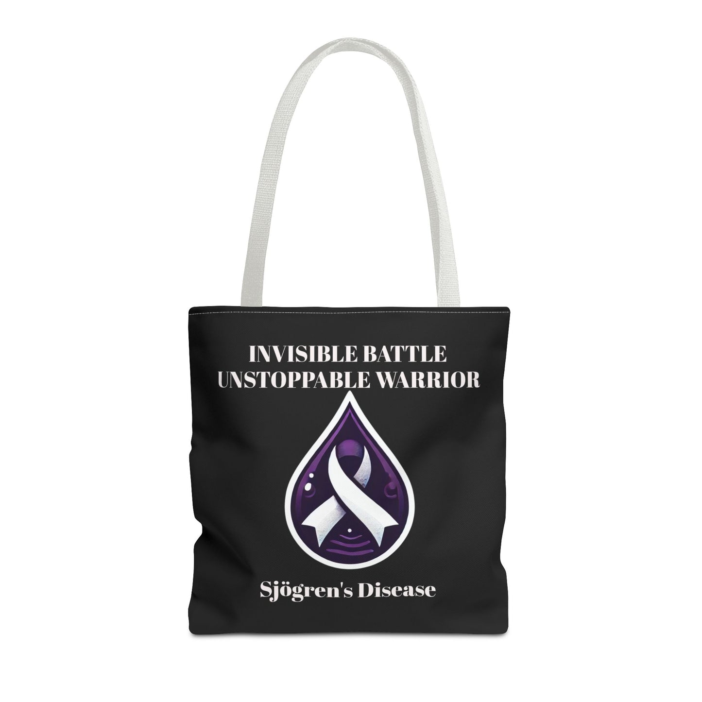 Invisible Battle Unstoppable Warrior Tote Bag - Sjögren's Disease Awareness (Black)